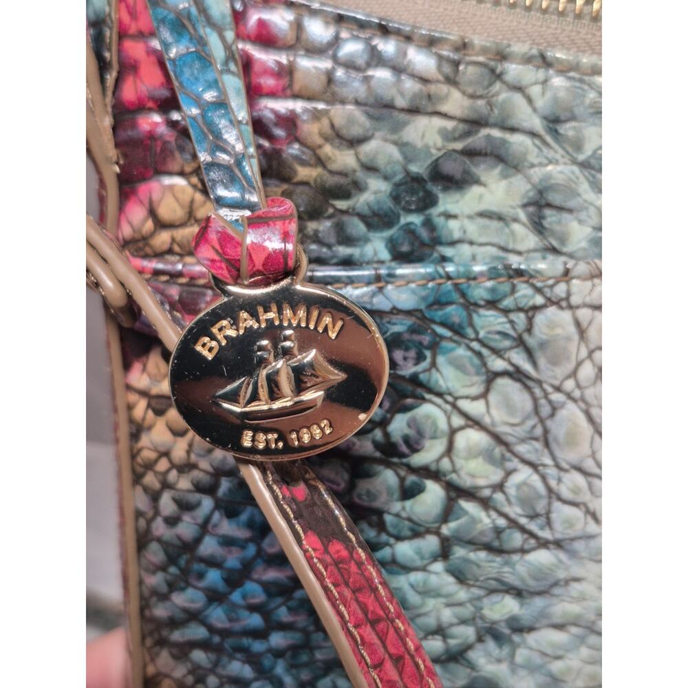 💥 Brahmin Katie Crossbody Purse Ombré Croc Komodo Embossed Leather Gorgeous - Picture 10 of 16